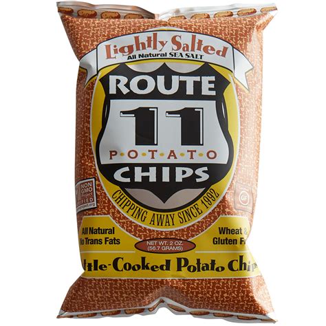 Rt 11 chips - Route 11 Lightly Salted Potato Chips and Route 11 Sweet Potato Chips are both certified Non-GMO. In fact, our little factory was the second potato chip maker in the whole country to get this certification! Our other flavors haven't been certified yet, …